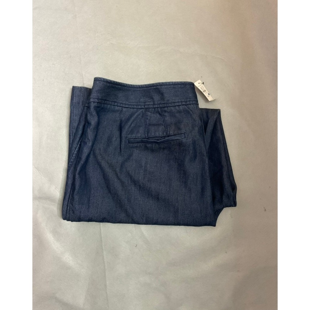 Talbots Womens Wide Leg Pants Blue Denim Stretch Cropped Casual Size 16